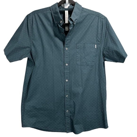 VUORI Crest Short Sleeve Button-down Shirt In Indigo Micro Dot - Picture 3 of 5